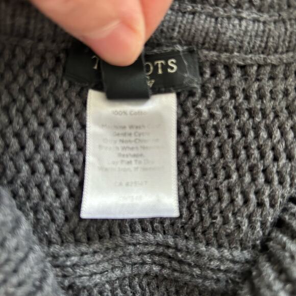 Talbots Women Short Sleeve Chunky Cable Knit Cardigan Sweater Gray Size Small - Picture 4 of 5